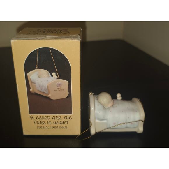 Precious Memories Other - Precious Moments Blessed Are The Pure In Heart 1983 Enesco Baby Crib Ornament